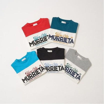 【舒適天竺】寬鬆版拼色字母印花T恤