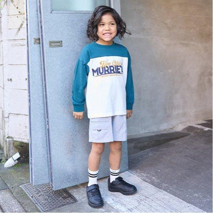 【舒適天竺】寬鬆版拼色字母印花T恤