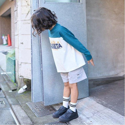 【舒適天竺】寬鬆版拼色字母印花T恤