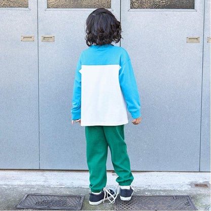 【舒適天竺】寬鬆版拼色字母印花T恤