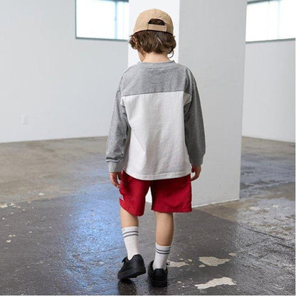 【舒適天竺】寬鬆版拼色字母印花T恤