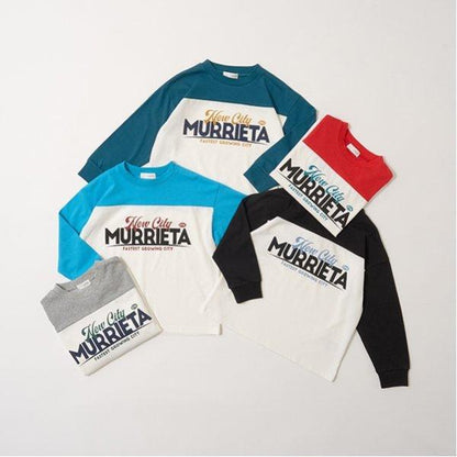 【舒適天竺】寬鬆版拼色字母印花T恤