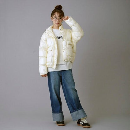 【AMI】卷邊寬鬆牛仔褲