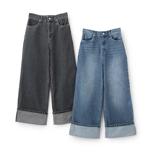 【AMI】卷邊寬鬆牛仔褲