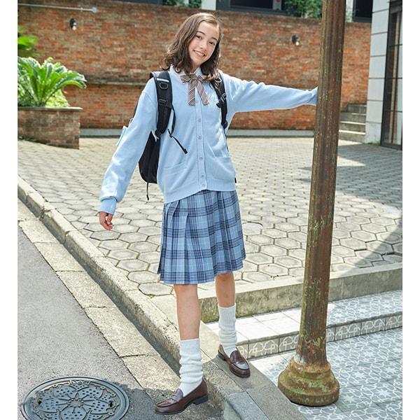 52cm長24褶格紋裙