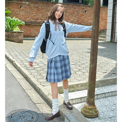 52cm長24褶格紋裙