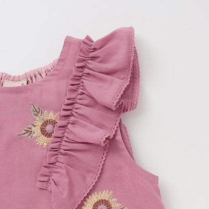 向日葵刺繡寬鬆上衣
