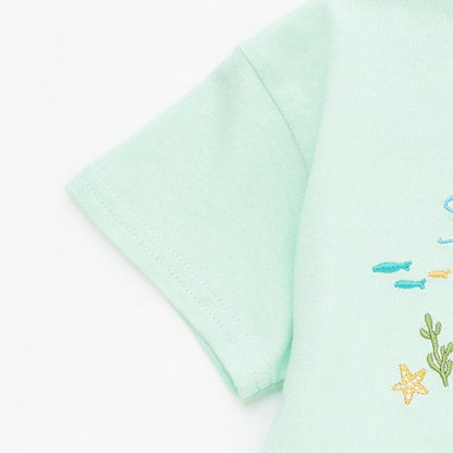 海洋生物刺繡短袖T恤
