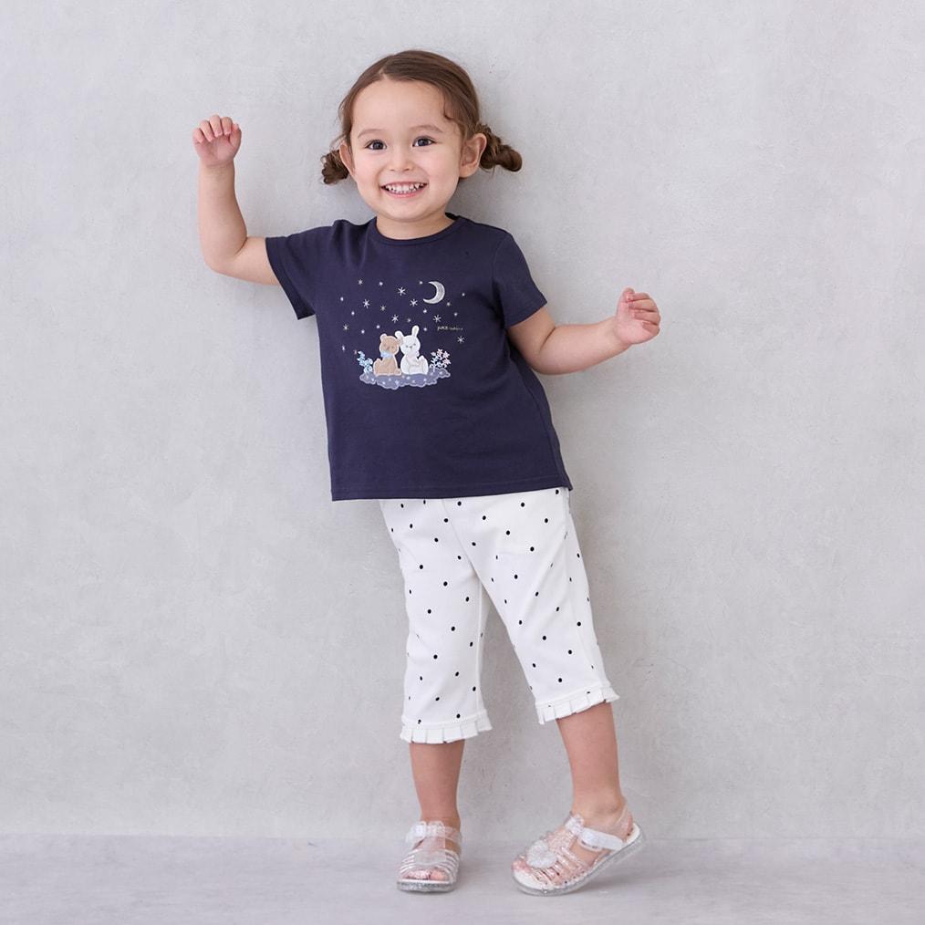 【接觸冷感】七分褶皺荷葉邊褲