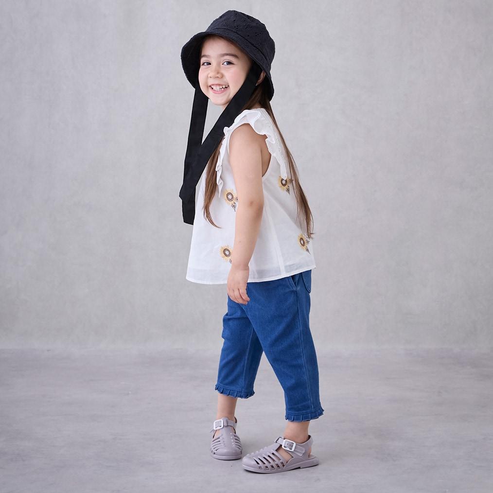 【接觸冷感】七分褶皺荷葉邊褲