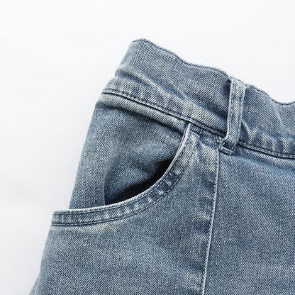 彈力牛仔喇叭褲