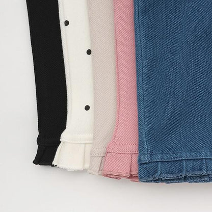 【接觸冷感】七分褶皺荷葉邊褲