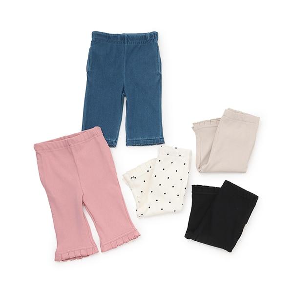 【接觸冷感】七分褶皺荷葉邊褲