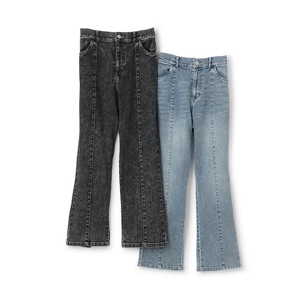 彈力牛仔喇叭褲