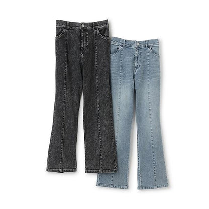 彈力牛仔喇叭褲