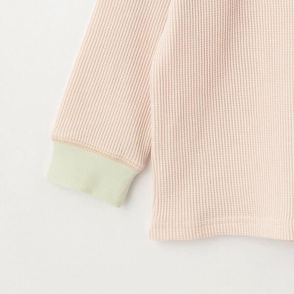 拼接華夫格寬鬆長袖T恤