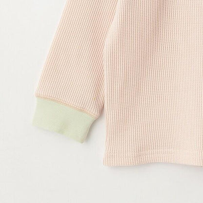 拼接華夫格寬鬆長袖T恤