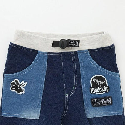 【人氣商品】【直營店無售】恐龍刺繡貼布六分褲帶羅紋褲腳