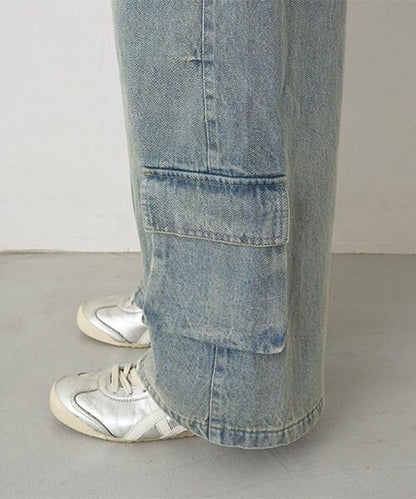 牛仔工裝褲【韓國時尚】