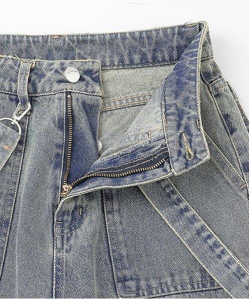 牛仔工裝褲【韓國時尚】