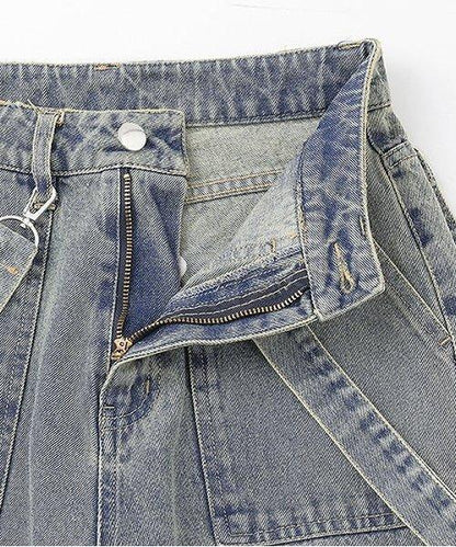 牛仔工裝褲【韓國時尚】