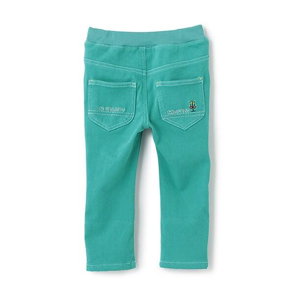 電車刺繡長款直筒褲