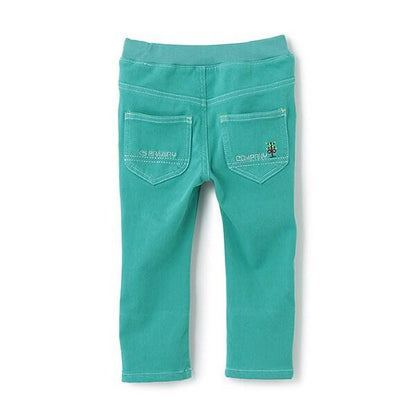 電車刺繡長款直筒褲