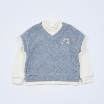 KPBOY抓絨馬甲高領T恤套裝（110～150）