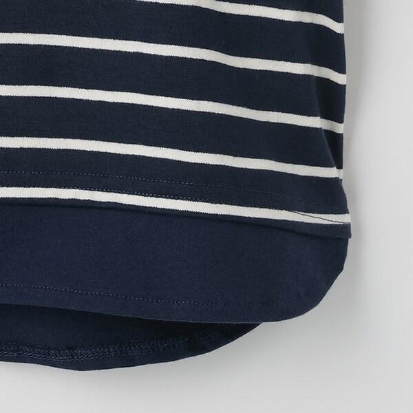 拼接肩條紋寬鬆長袖T恤