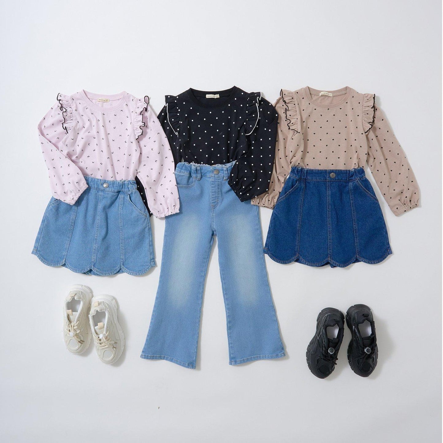 【軟棉】帶荷葉邊泡泡袖多款全印花T恤