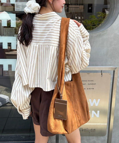 loti 帶化妝包的絨麵皮手提包