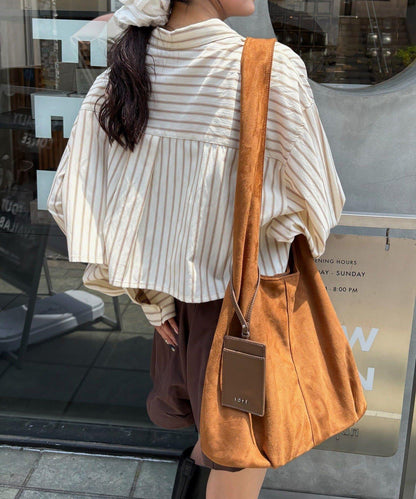 loti 帶化妝包的絨麵皮手提包