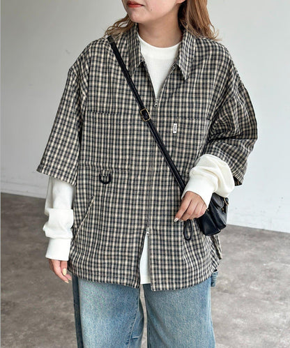 可拆卸格子襯衫
