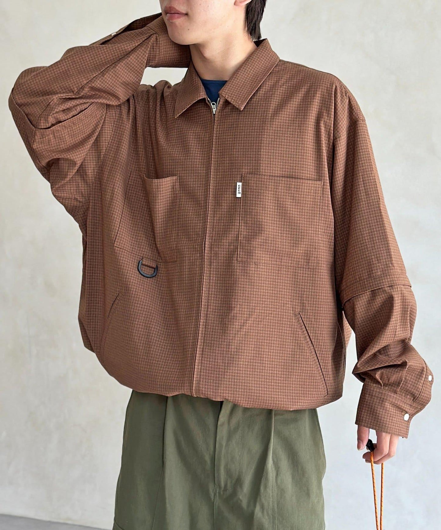 可拆卸格子襯衫