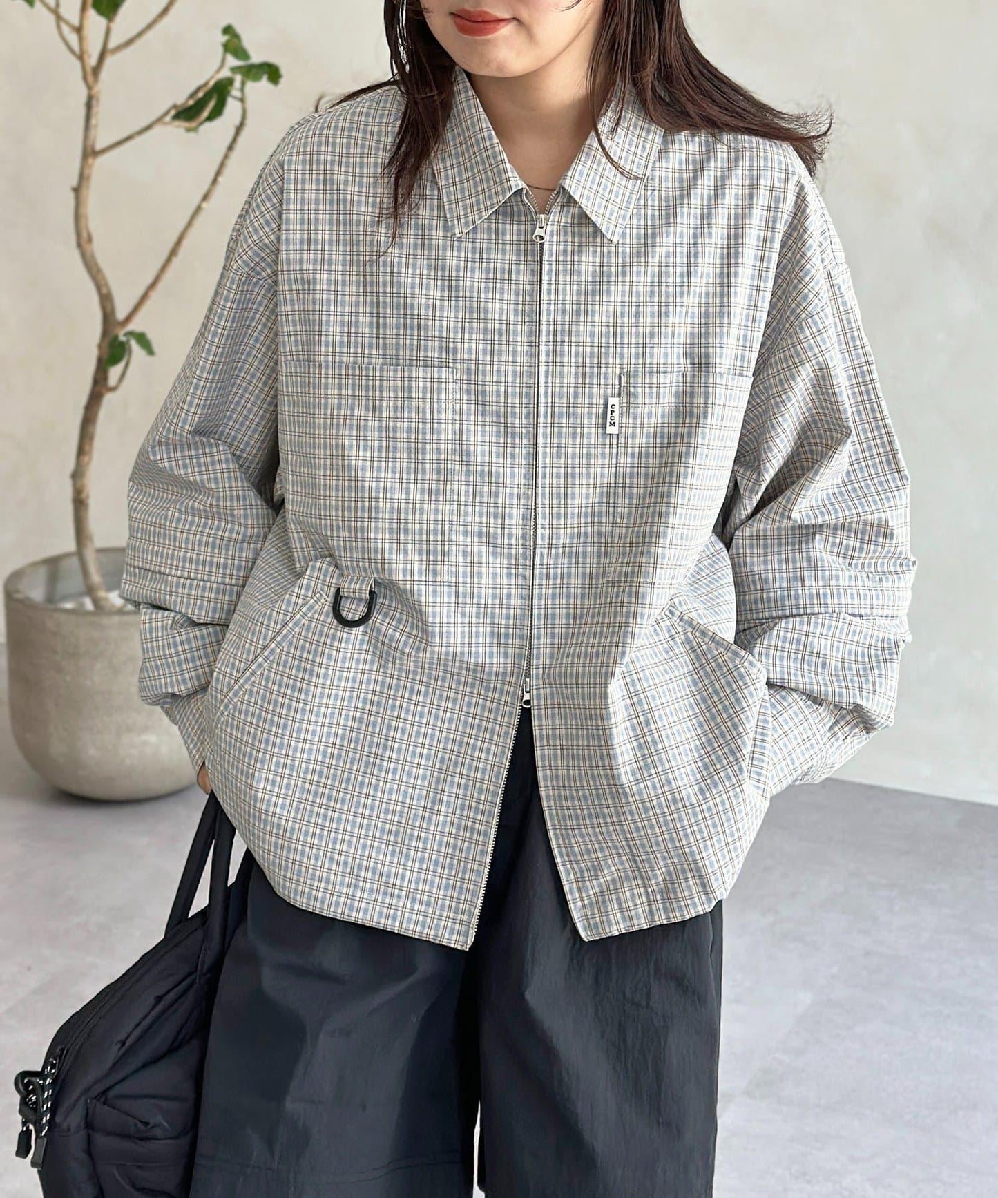 可拆卸格子襯衫