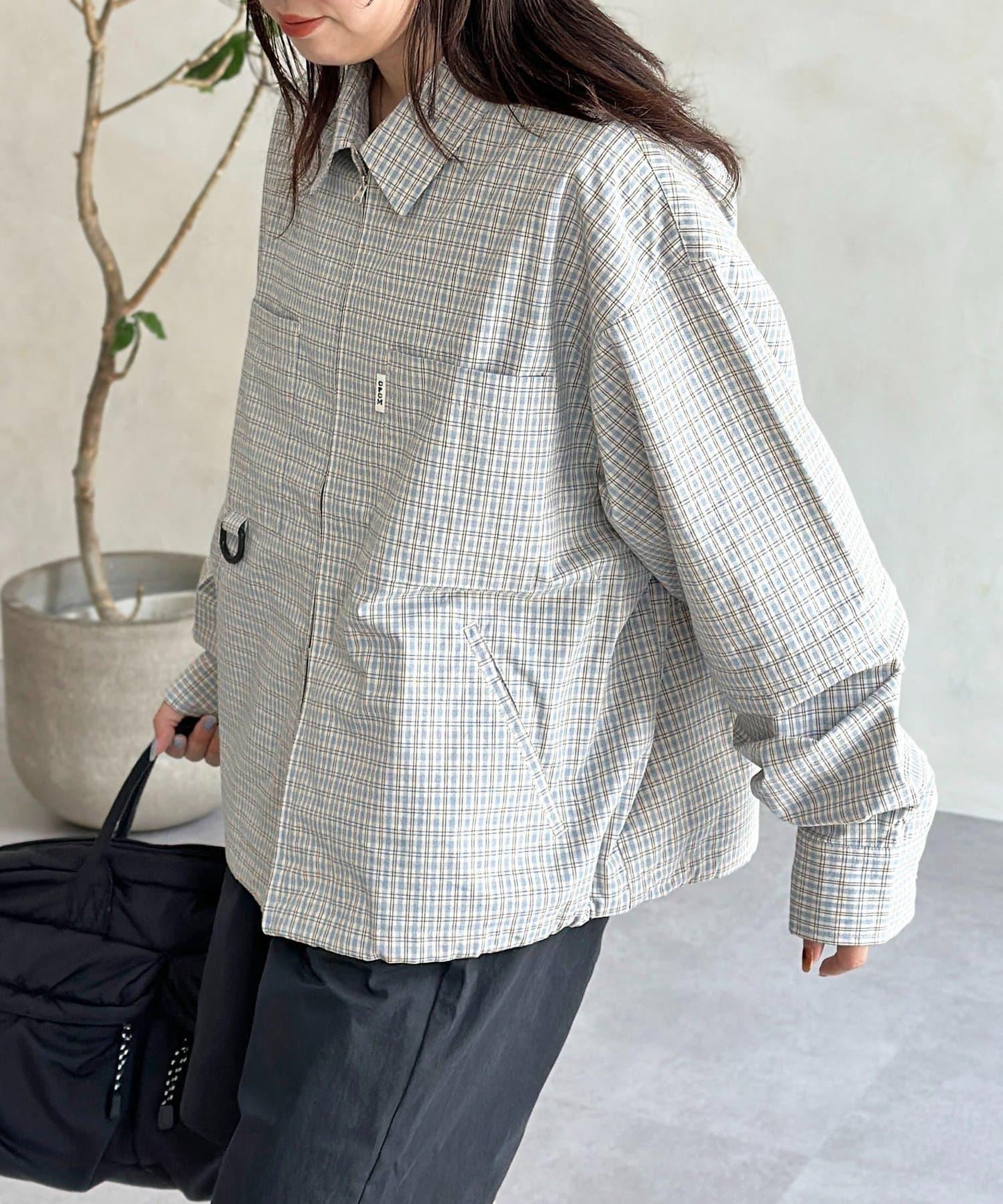 可拆卸格子襯衫