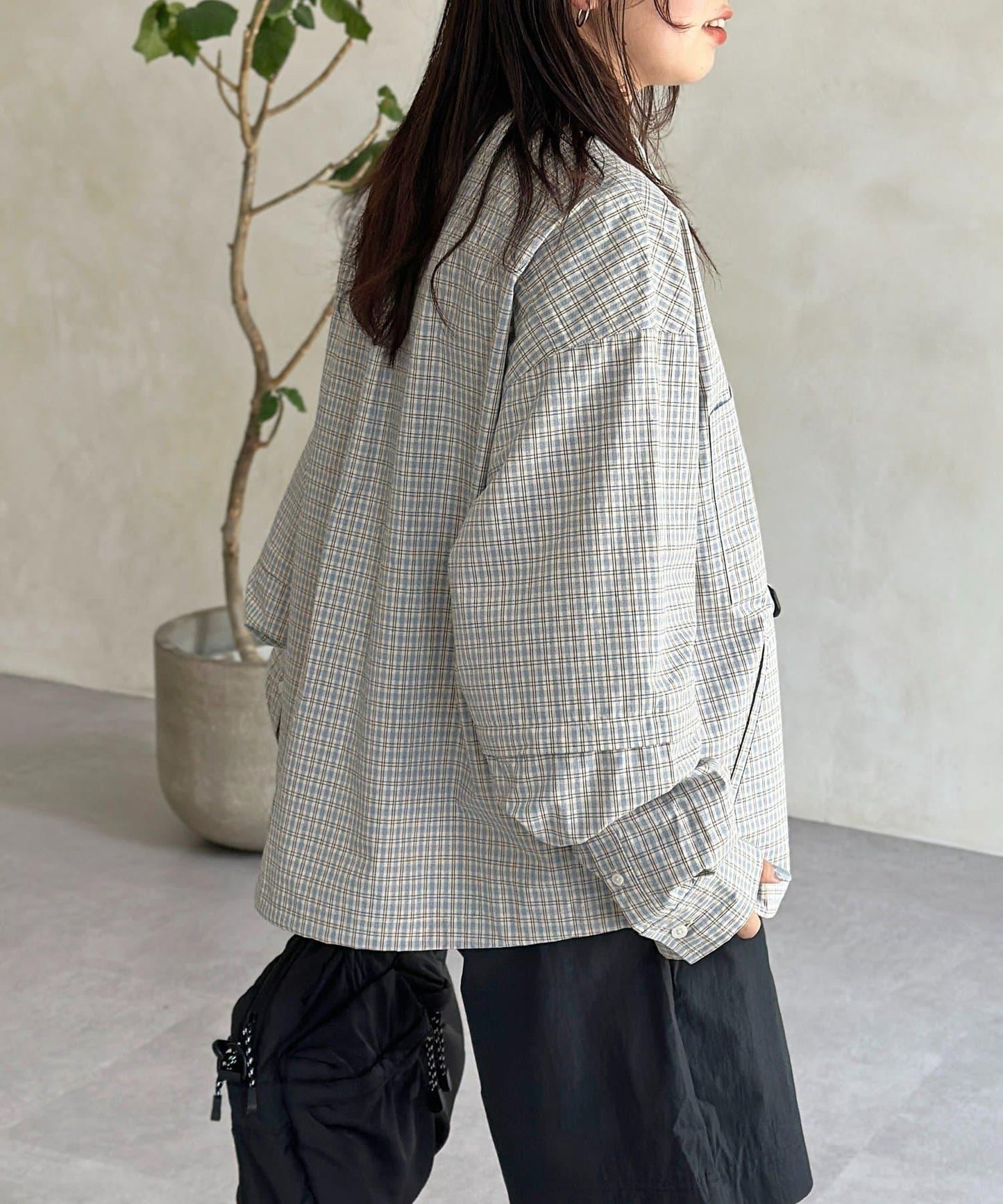 可拆卸格子襯衫