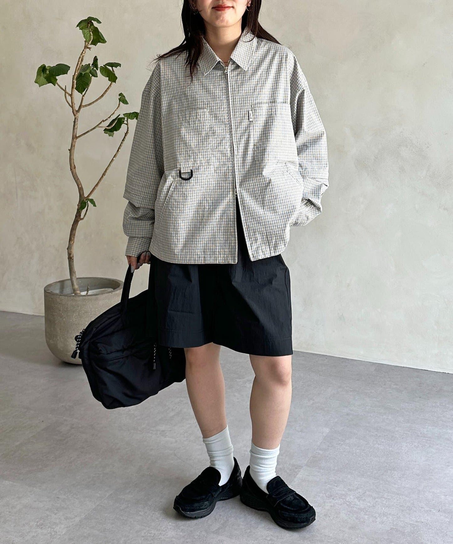 可拆卸格子襯衫