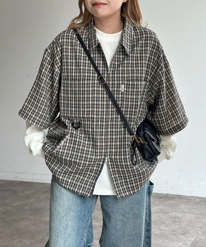 可拆卸格子襯衫