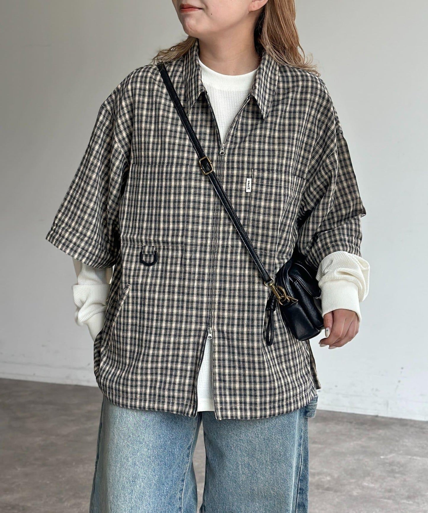 可拆卸格子襯衫