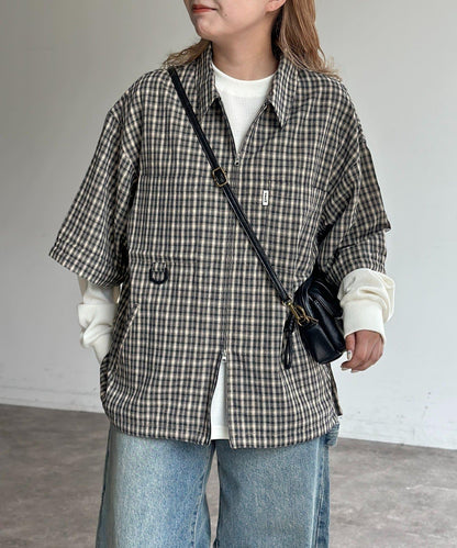 可拆卸格子襯衫