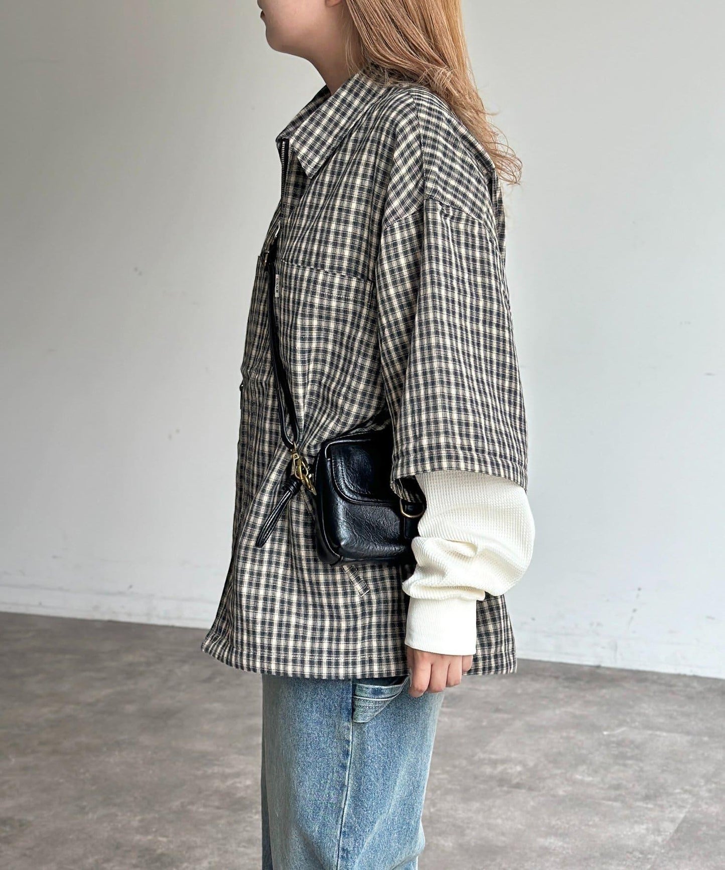 可拆卸格子襯衫