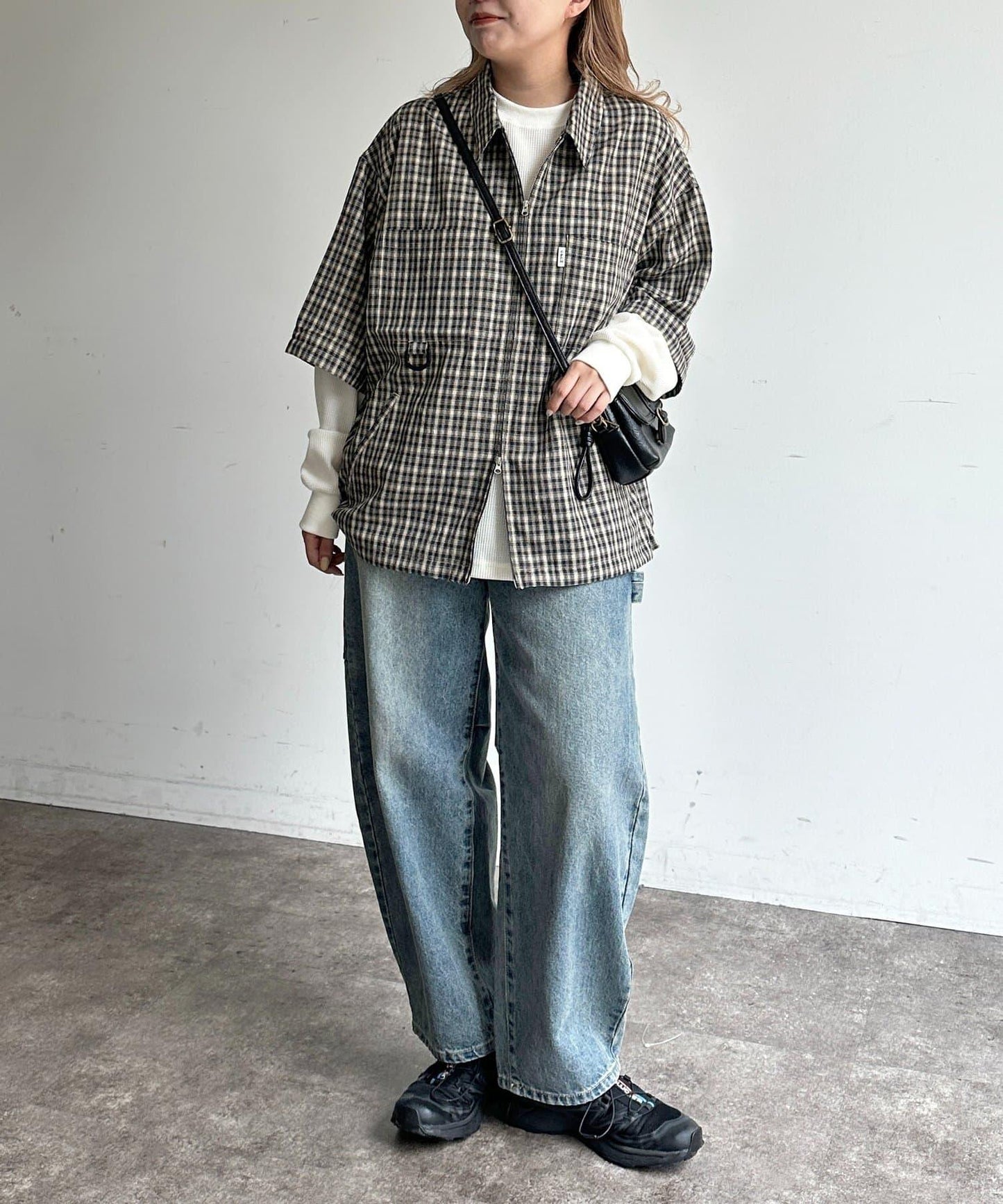 可拆卸格子襯衫