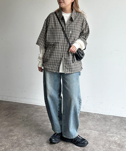 可拆卸格子襯衫