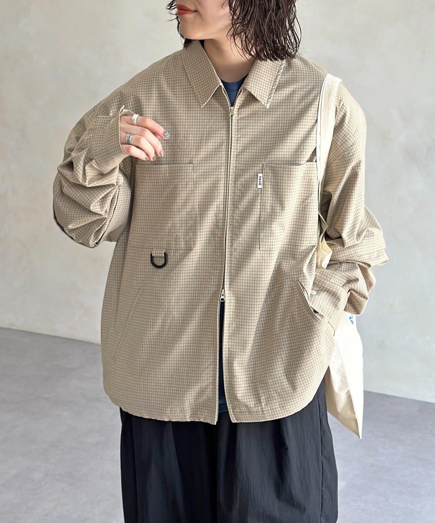 可拆卸格子襯衫
