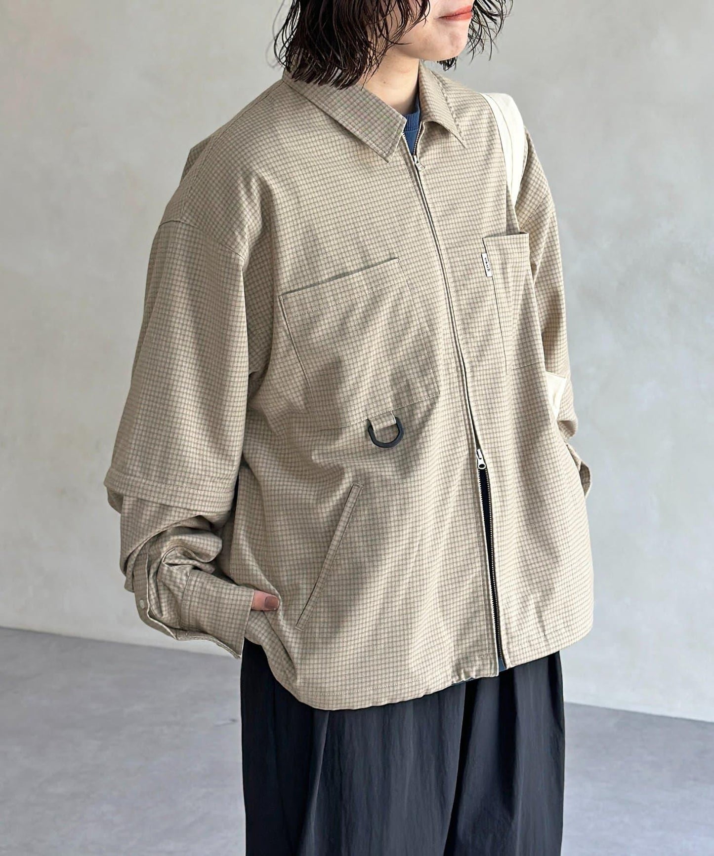 可拆卸格子襯衫