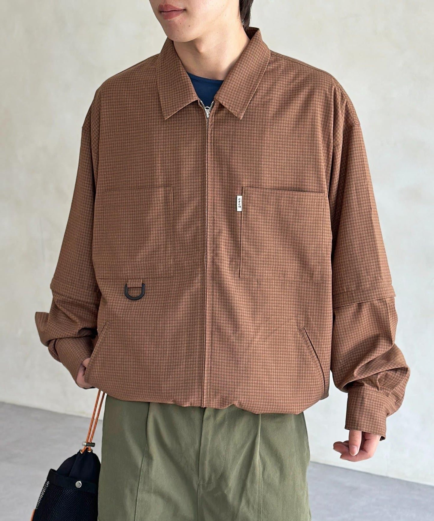 可拆卸格子襯衫