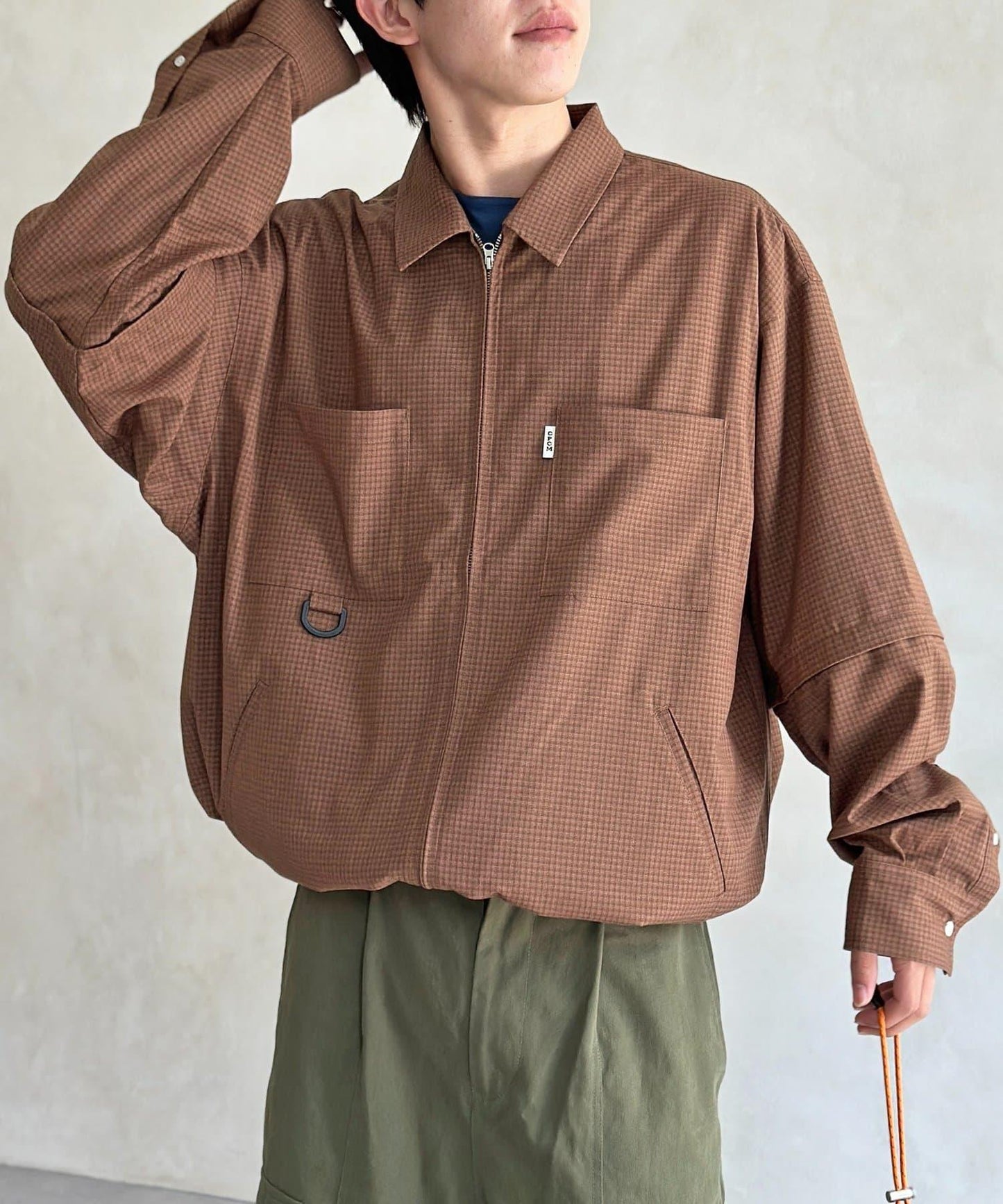 可拆卸格子襯衫