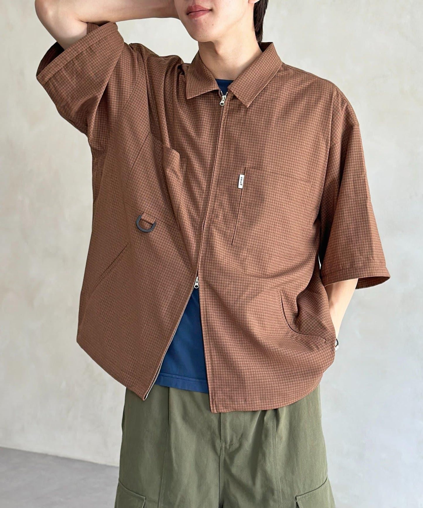 可拆卸格子襯衫