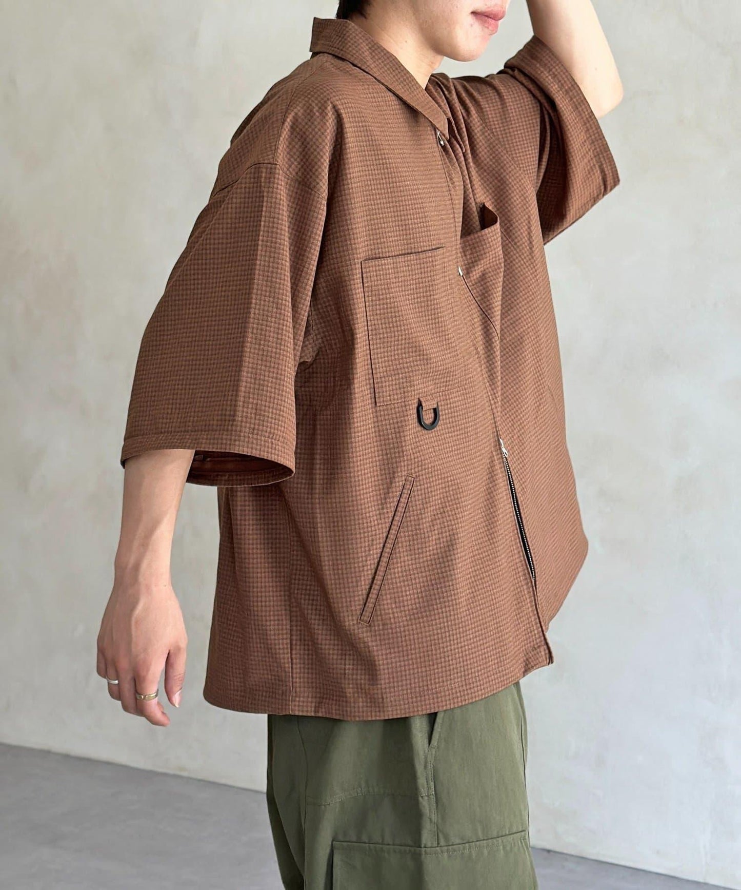 可拆卸格子襯衫